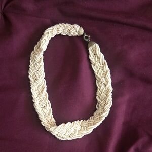 Vintage White Beaded Braided Necklace